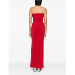 Solace London, Kleedjes, Dames, Rood, S, Robijnrode Strapless Jurk met Voorspleet