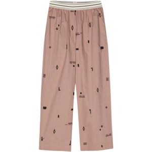 Alysi, Elastische taille poplin broek Roze, Dames, Maat:M