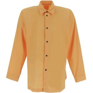 Issey Miyake, Homme Plissé Polyester Shirt Oranje, Heren, Maat:L