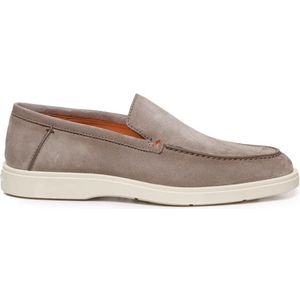 Santoni, Schoenen, Heren, Beige, 41 1/2 EU, Suède, Taupe Suède Loafers Rubber Zool