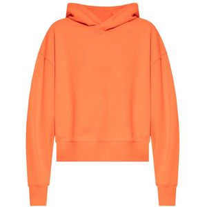 Y-3, Sweatshirts & Hoodies, Dames, Oranje, S, Katoen, Geknipte hoodie
