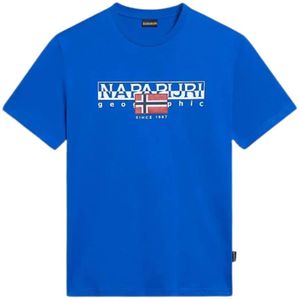 Napapijri, Blauwe Korte Mouw Aylmer T-shirt Blauw, Heren, Maat:2XL