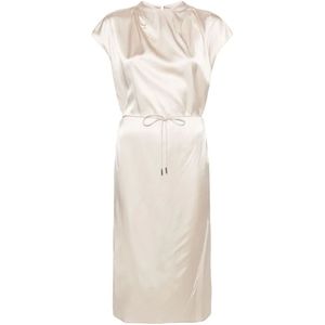 Calvin Klein, Midi Kleedjes Beige, Dames, Maat:2XS