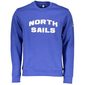 North Sails, Sweatshirts & Hoodies, Heren, Blauw, S, Katoen, Blauwe Katoenen Trui met Print