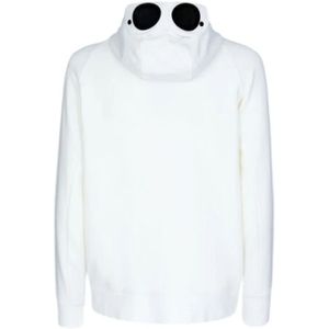 C.p. Company, Sweatshirts & Hoodies, Heren, Wit, XL, Katoen, Diagonal Raised Fleece Goggle Hoodie