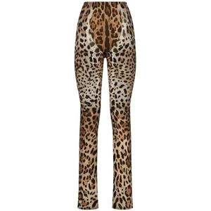 Dolce & Gabbana, Broeken, Dames, Bruin, S, Nylon, Luipaardprint Broek