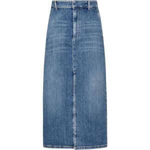 Marella, Rokken, Dames, Blauw, M, Denim, Denim Midi Rok Cast Blue Jeans