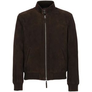 The Jack Leathers, Jassen, Heren, Bruin, M, Suède, Bruine Suède Leren Jas voor Mannen