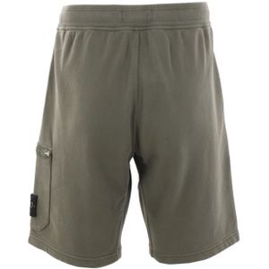 Stone Island, Korte broeken, Heren, Groen, S, Katoen, Groene Katoenen Jersey Shorts