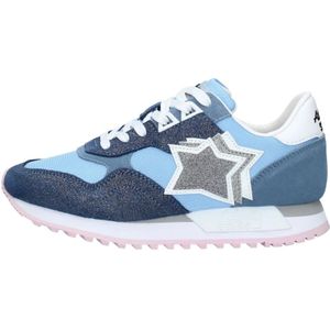 Atlantic Stars, Blauwe Leren en Stoffen Dames Sneakers Blauw, Dames, Maat:36 EU