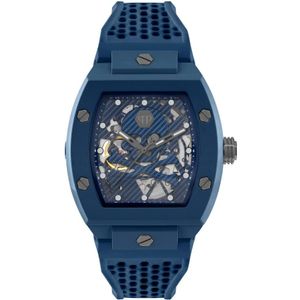 Philipp Plein, Automatisch Herenhorloge The $keleton Ecoceramic Blauw, Heren, Maat:ONE Size