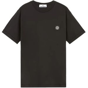 Stone Island, Tops, Heren, Zwart, 2Xl, Korte Mouw Slim Fit T-shirt (Zwart)