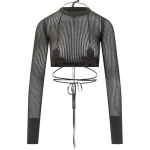 Andrea Adamo, Long Sleeve Tops Zwart, Dames, Maat:M