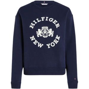 Tommy Hilfiger, Sweatshirts & Hoodies, Dames, Blauw, L, Katoen, Vintage Amerikaanse Stijl Sweatshirt