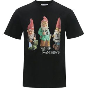 JW Anderson, Tops, Heren, Zwart, M, Katoen, Grafische Print Gnome Trio T-Shirt