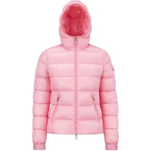 Moncler, Jassen, Dames, Roze, XS, Nylon, Korte Gles Hooded Nylon Jas