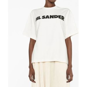 Jil Sander, Tops, Dames, Wit, M, Porcelain Logo T-shirt