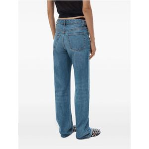 Alexander Wang, Jeans, Dames, Blauw, W24, Denim, Blauwe Denim Jeans met Kantdetail