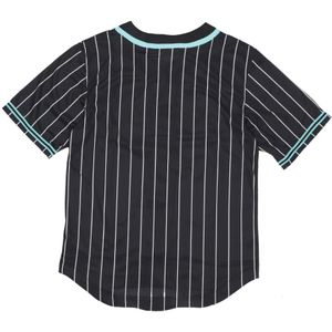 Karl Kani, Tops, Heren, Zwart, M, Polyester, Heren Pinstriped Baseball Shirt met Logo