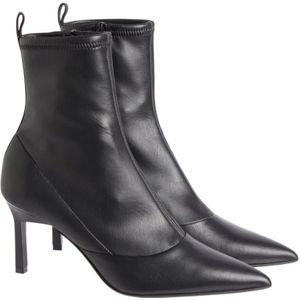 Calvin Klein, Schoenen, Dames, Zwart, 39 EU, Polyester, Stretch enkellaarsjes - Zwart