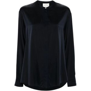 Forte Forte, Blouses & Shirts, Dames, Blauw, XS, Satijn, Blauwe Zijden Satijnen Overhemd