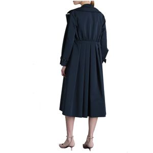 Max Mara Studio, Mantels, Dames, Blauw, L, Wol, Blauwe Overjas met Juweelgesp