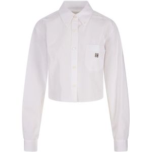 Givenchy, Blouses & Shirts, Dames, Wit, S, Katoen, Witte korte mouw knoop-down shirt