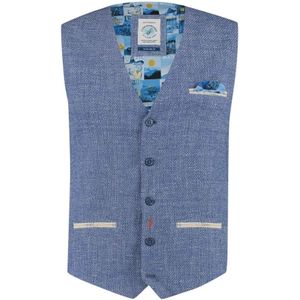 A fish named Fred, Blauwe Gilet in Effendesign Blauw, Heren, Maat:M