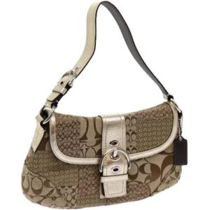 Coach Pre-owned, Pre-owned, Dames, Beige, ONE Size, Pre-owned Canvas shoulder-bags