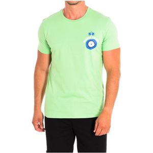 La Martina, Tops, Heren, Groen, M, Katoen, Korte mouwen T-shirt in groen