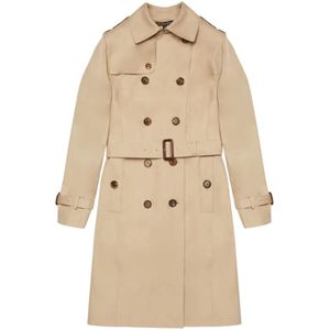 Brooks Brothers, Waterafstotende katoenen trenchcoat Beige, Dames, Maat:3XS