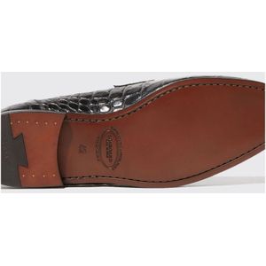 Scarosso, Schoenen, Heren, Zwart, 46 EU, Leer, Zwarte Croco Horsebit Loafer