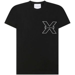 John Richmond, Tops, Heren, Zwart, 2Xl, Katoen, Logo Contrast Korte Mouw T-shirt