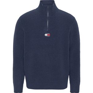 Tommy Jeans, Truien, Heren, Blauw, M, Blauwe Sweater met Maglia Stijl