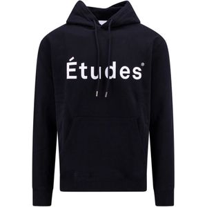 Études, Zwarte hoodie met kangoeroezak Zwart, Heren, Maat:M