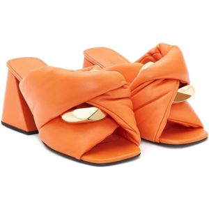 JW Anderson, Schoenen, Dames, Oranje, 36 EU, Leer, Chain Twist Leren Muiltjes