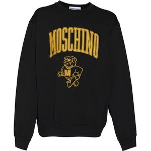 Moschino, Sweatshirts & Hoodies, Heren, Zwart, L, Katoen, Bulldog Varsity Sweatshirt
