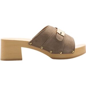 Scholl, Beige Suède Klompen Beige, Dames, Maat:37 EU