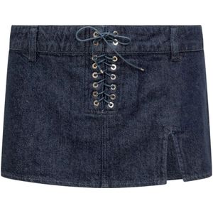 Ludovic de Saint Sernin, Rokken, Dames, Blauw, M, Denim, Kanten Mini Rok