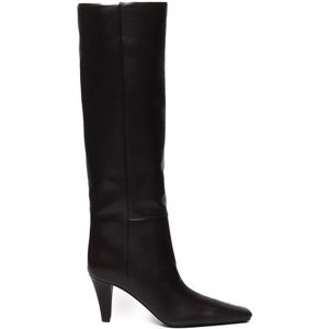 Saint Laurent, Schoenen, Dames, Bruin, 37 EU, Bruine Leren Kniehoge Laarzen