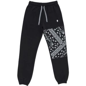 Marcelo Burlon, Zwarte Bandana-Print Track Pants Zwart, Heren, Maat:M