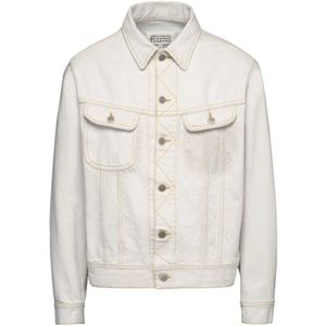 Maison Margiela, Witte Katoenen Jas met Klassieke Kraag Wit, Heren, Maat:M