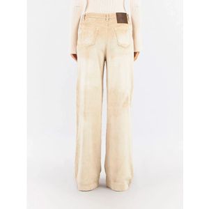 Cruna, Broeken, Dames, Beige, M, Katoen, Elegante Roze Broek