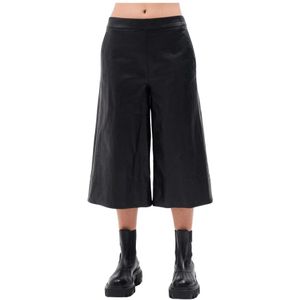 Beatrice .b, Zwarte imitatieleren culotte broek Zwart, Dames, Maat:M