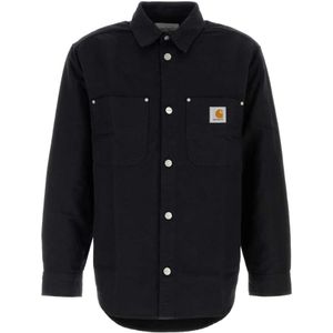 Carhartt Wip, Jassen, Heren, Zwart, XL, Denim, Zwarte Denim Shirt Jas