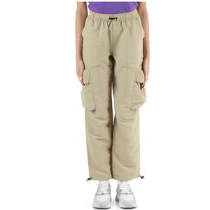 Karl Lagerfeld, Broeken, Dames, Beige, S, Polyester, Cargo Broek met Logo Patch