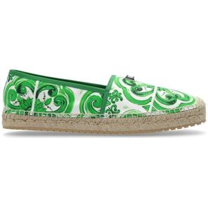 Dolce & Gabbana, Schoenen, Heren, Groen, 40 EU, Leer, Espadrilles met print