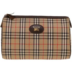 Burberry Vintage, Pre-owned, Dames, Beige, ONE Size, Pre-owned Canvas clutches