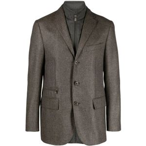 Corneliani, Jassen, Heren, Bruin, L, Wol, Wol Zijde Kasjmier Jas