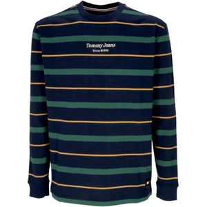 Tommy Hilfiger, Regular Stripe Longsleeve T-shirt Blauw, Heren, Maat:S